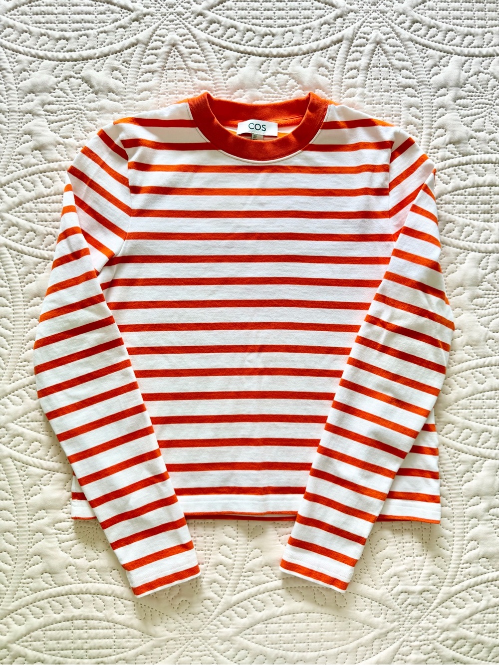 COS Orange & White Striped Long Sleeve Tee